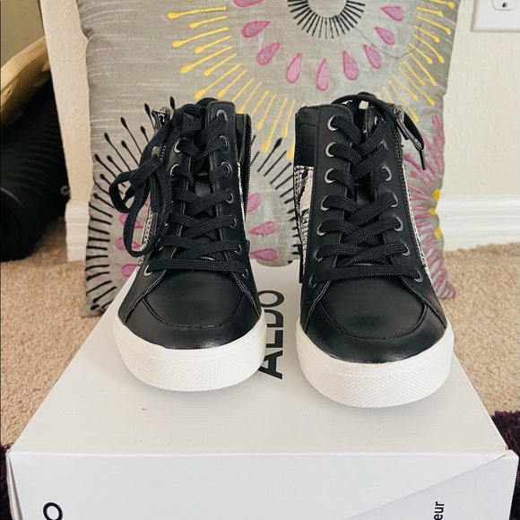 COPY - Black Ankle Booties with Side Animal Print Design. - Picture 6 of 6